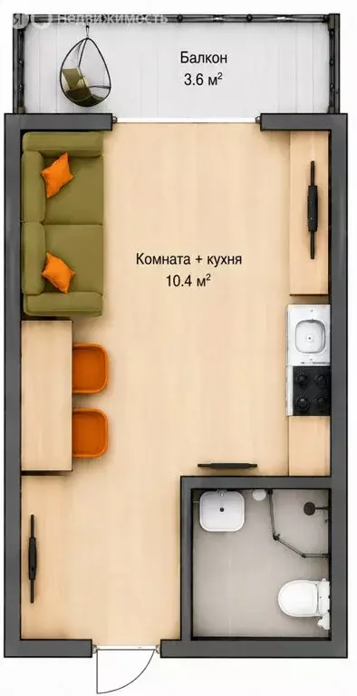Квартира-студия: Абзелиловский район, Ташбулатовский сельсовет, село ... - Фото 2