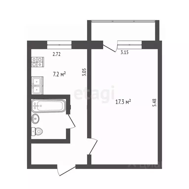 1-к кв. Ямало-Ненецкий АО, Ноябрьск Транспортная ул., 5 (31.7 м) - Фото 2