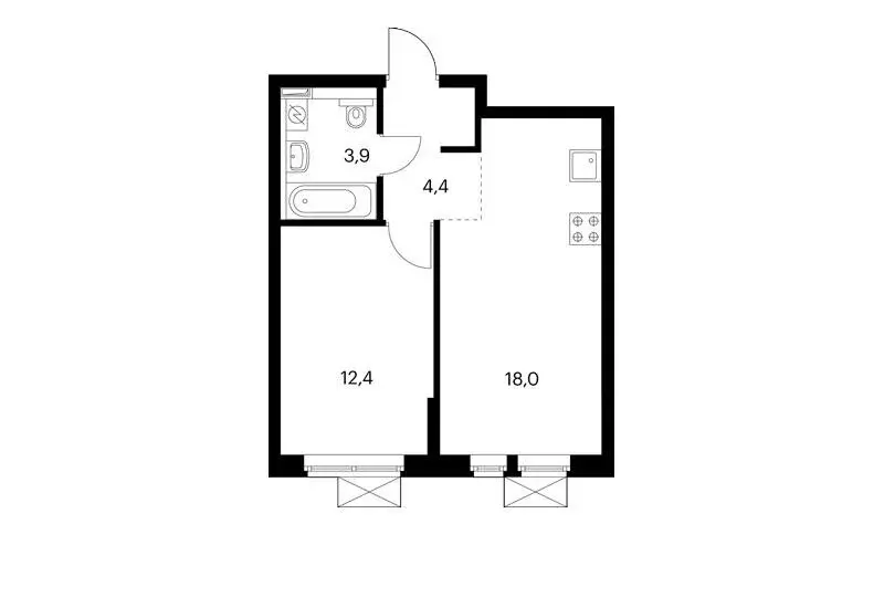 1-комнатная квартира: Тюмень, Полевая улица, 117к4 (40 м) - Фото 0