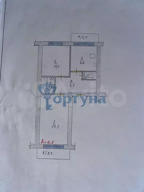 2-к. квартира, 49,6 м, 4/5 эт. - Фото 0