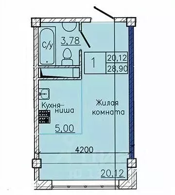 Студия Ставропольский край, Пятигорск ул. Ермолова, 28А (28.9 м) - Фото 1