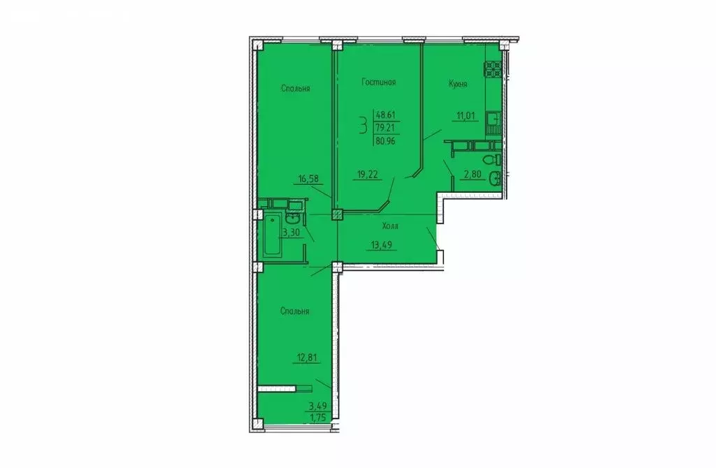 3-комнатная квартира: Пенза, улица Генерала Глазунова, 6 (80.96 м) - Фото 1