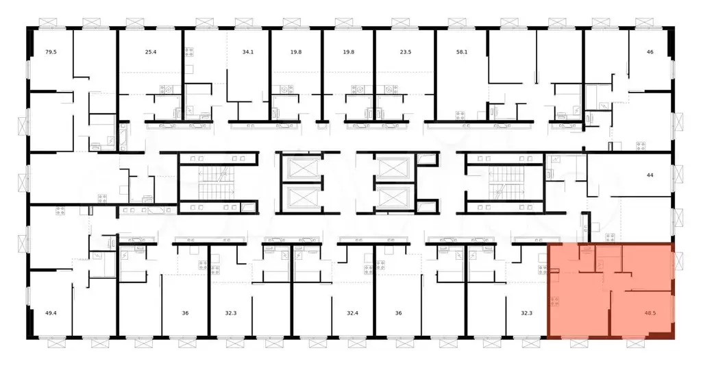 2-к. квартира, 48,5 м, 16/25 эт. - Фото 1