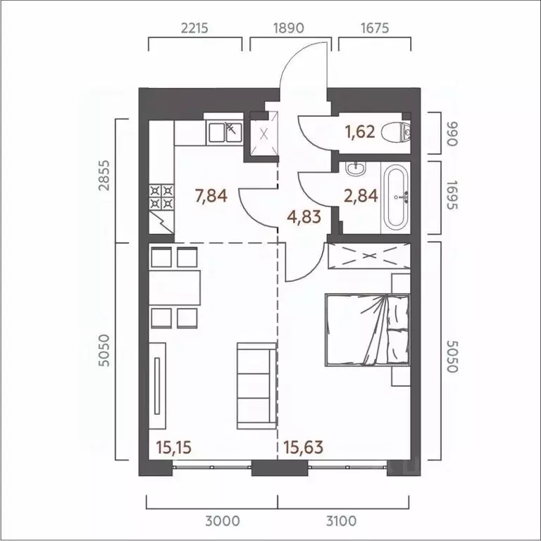 2-к кв. Иркутская область, Иркутск Дальневосточная ул., 46А (47.91 м) - Фото 0