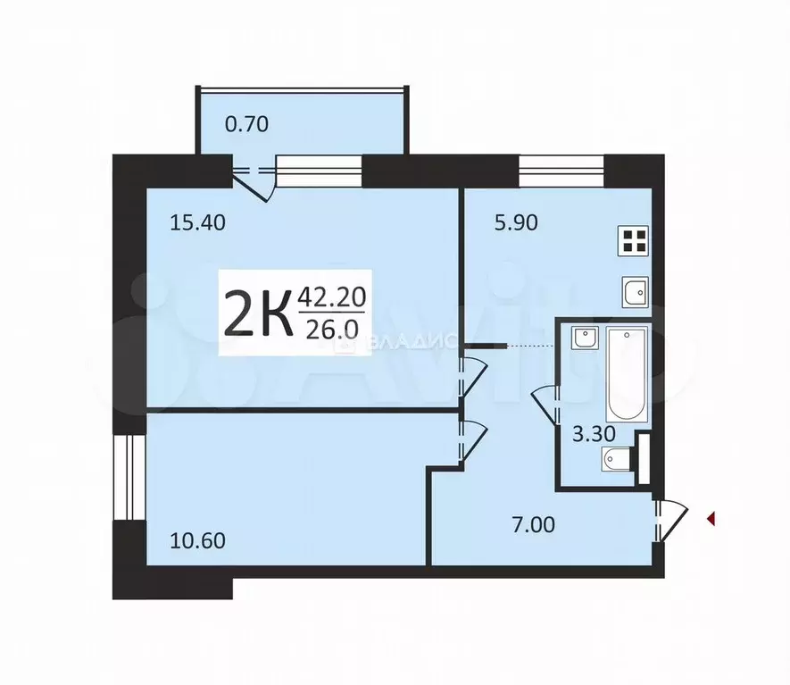 2-к. квартира, 43 м, 9/9 эт. - Фото 0