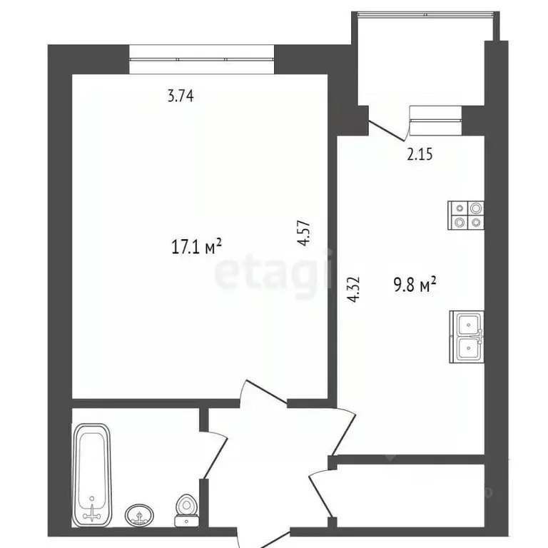 1-к кв. Тюменская область, Тюмень Холодильная ул., 134 (35.2 м) - Фото 2