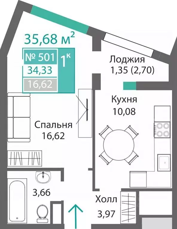 1-к кв. Крым, Симферополь Крымская роза мкр,  (35.68 м) - Фото 0