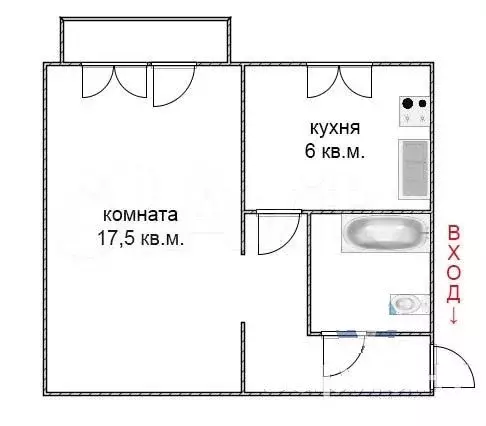 1-к. квартира, 31 м, 2/2 эт. - Фото 0