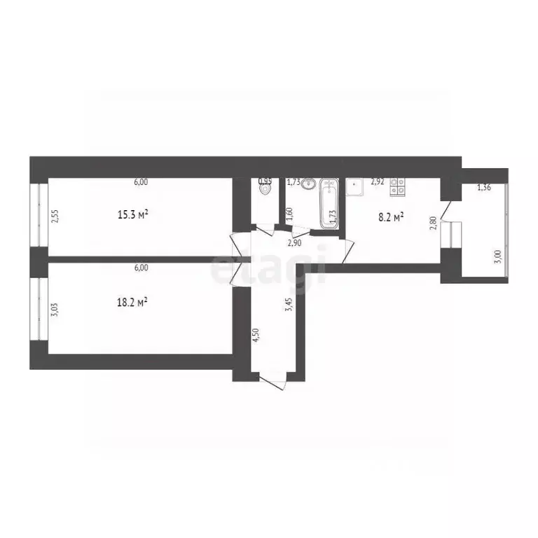 2-к кв. Башкортостан, Стерлитамак ул. Гоголя, 113 (50.7 м) - Фото 2