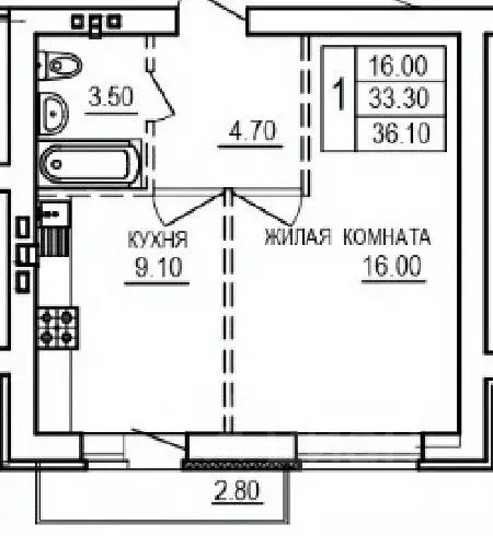 1-к кв. Саратовская область, Саратов ул. 1-я Благодатная, 3 (36.1 м) - Фото 1