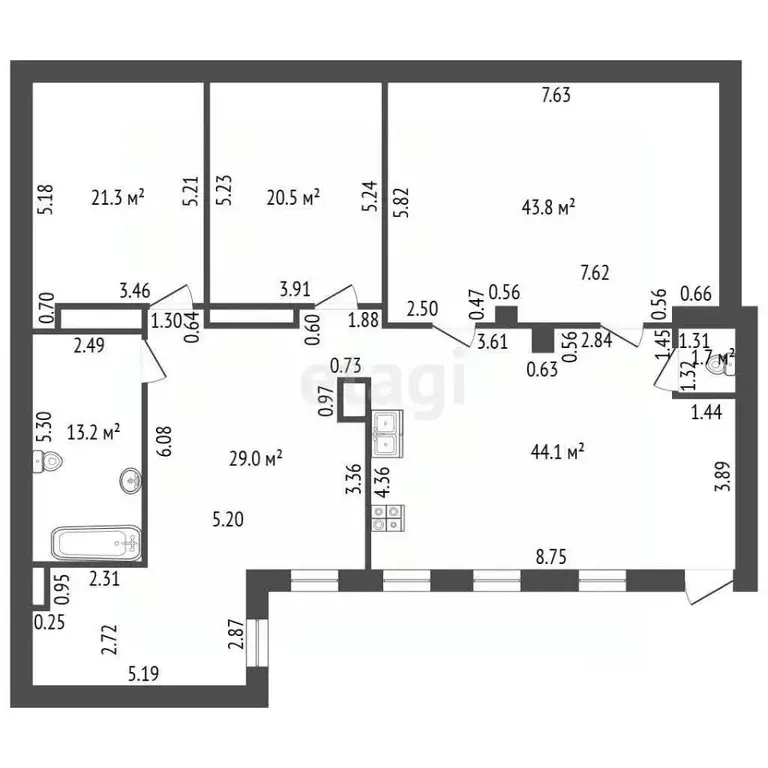3-к кв. Санкт-Петербург Почтамтская ул., 8 (187.7 м) - Фото 1