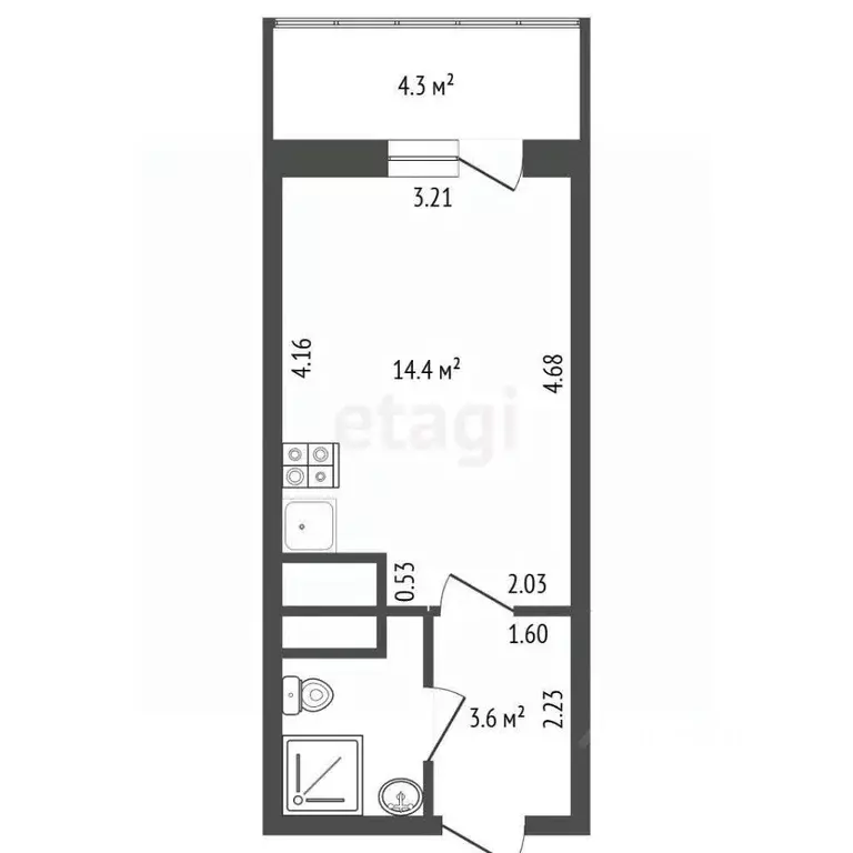 Студия Санкт-Петербург ул. Плесецкая, 10 (20.9 м) - Фото 1