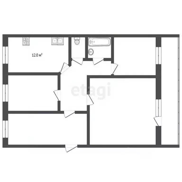 3-к кв. Владимирская область, Муром Радиозаводское ш., 25 (68.0 м) - Фото 1