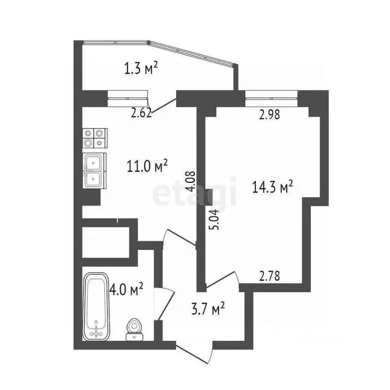 1-к кв. Омская область, Омск ул. Кирова, 51 (34.2 м) - Фото 1