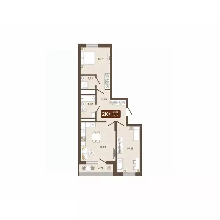 2-к кв. Кемеровская область, Новокузнецк Макеевская ул. (67.02 м) - Фото 2