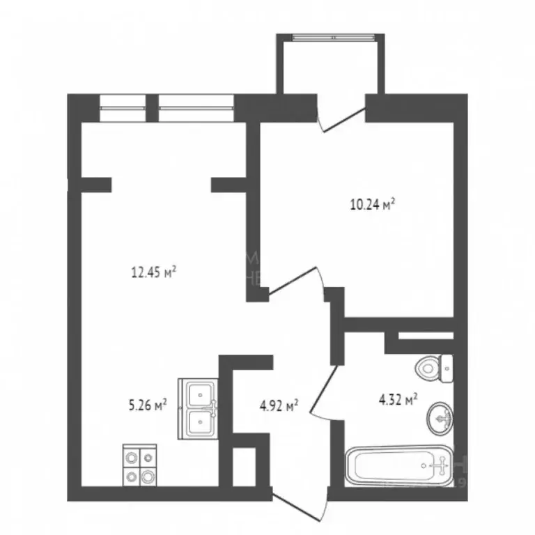 1-к кв. Тюменская область, Тюмень ул. Коммунаров, 26 (31.6 м) - Фото 2