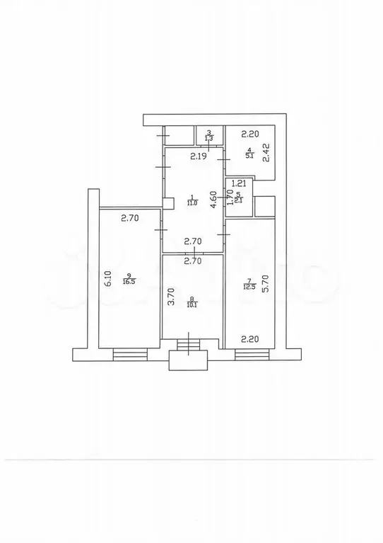 2-к. квартира, 59 м, 4/4 эт. - Фото 0