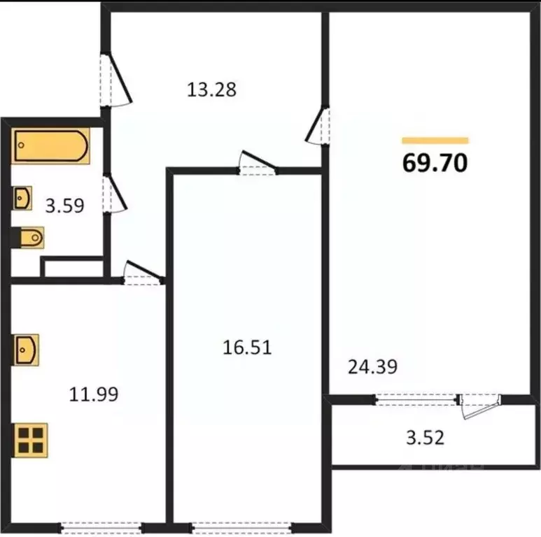 2-к кв. Самарская область, Самара ул. Советской Армии, 91 (69.7 м) - Фото 2