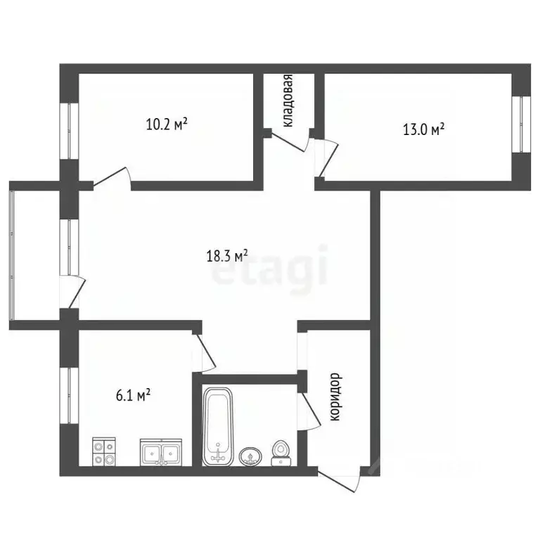 3-к кв. Самарская область, Самара Вилоновская ул., 13 (56.3 м) - Фото 1