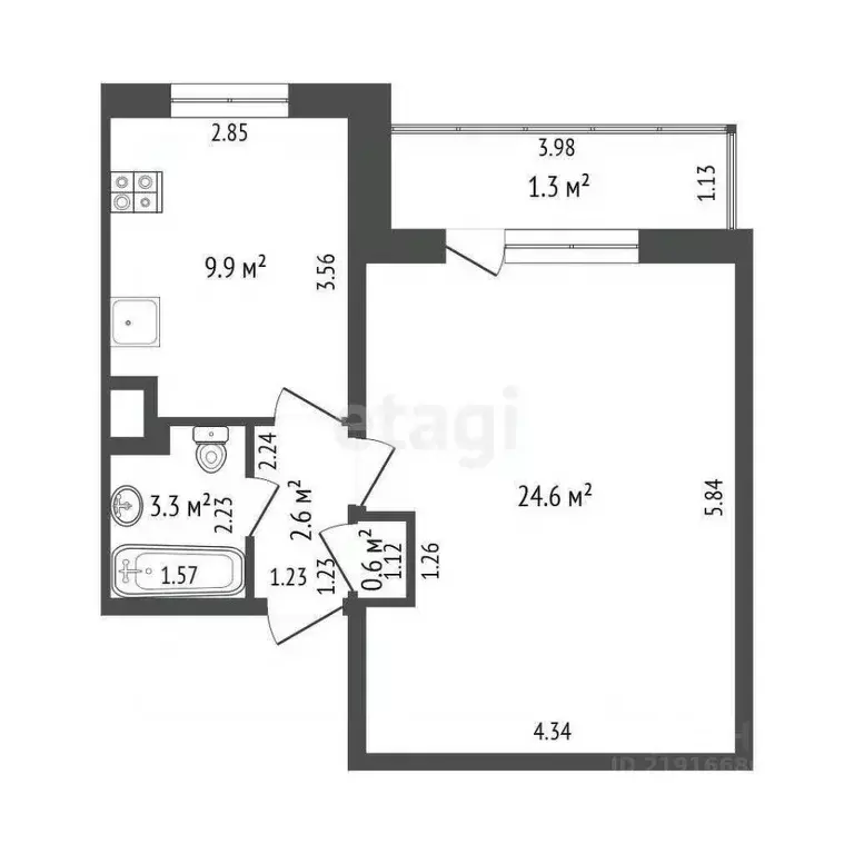 1-к кв. Калининградская область, Калининград ул. Согласия, 33 (40.7 м) - Фото 1
