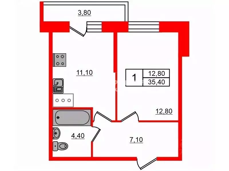 1-к кв. Санкт-Петербург просп. Юнтоловский, 43к1 (35.4 м) - Фото 1