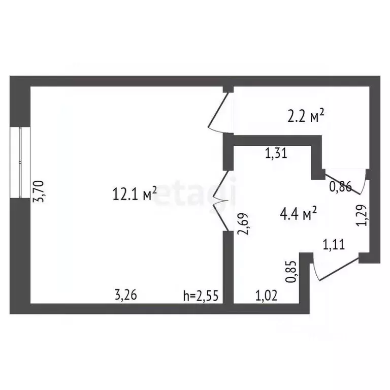 1-к кв. Кемеровская область, Ленинск-Кузнецкий просп. Ленина, 53/3 ... - Фото 2