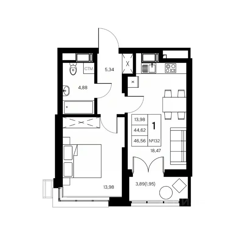 1-к кв. Калужская область, Обнинск Заовражье жилрайон, Новый город ... - Фото 1