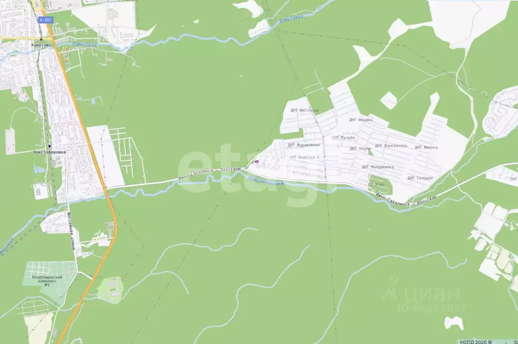 Участок в Сахалинская область, Южно-Сахалинск Ручеек ДНТ, 6 (9.57 ... - Фото 2