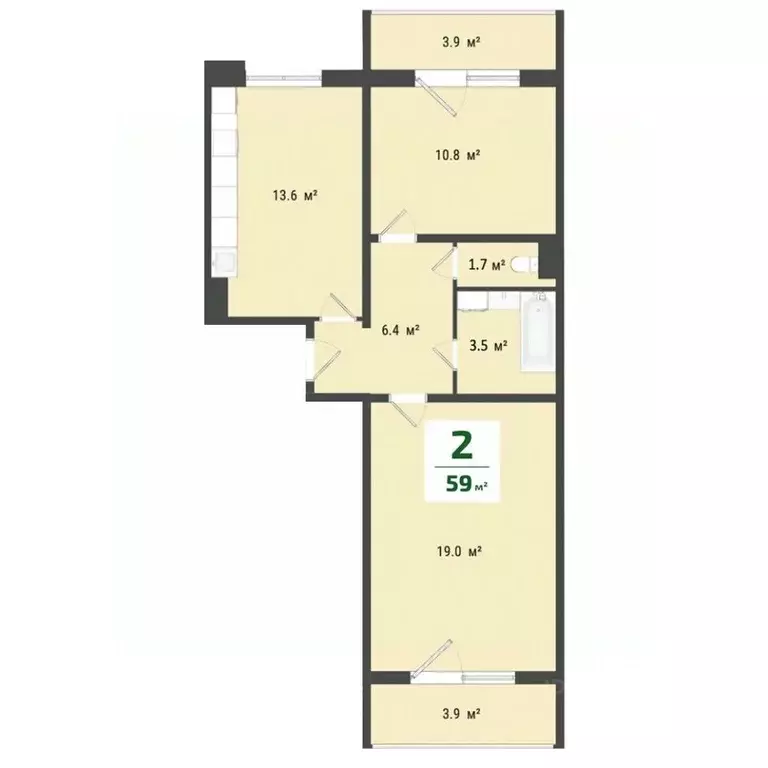 2-к кв. Омская область, Омск Заозерный мкр, ул. Сергея Тюленина, 4 ... - Фото 1