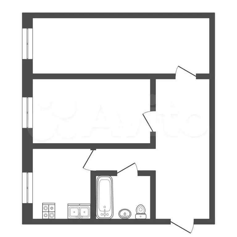 2-к. квартира, 43,7 м, 3/5 эт. - Фото 0
