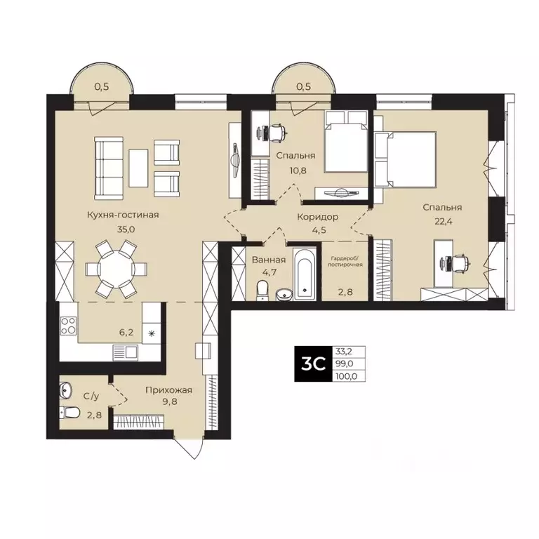 2-к кв. Башкортостан, Уфа ул. Ленина, 192 (100.0 м) - Фото 1