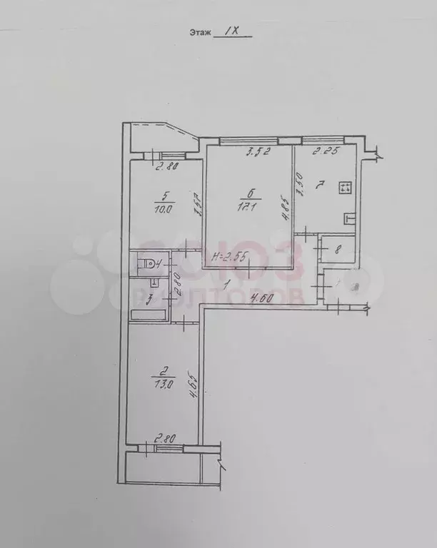 3-к. квартира, 66,5 м, 9/9 эт. - Фото 0