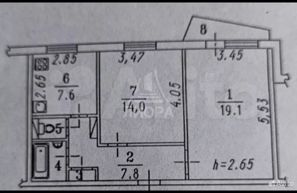 2-к. квартира, 52,6 м, 8/10 эт. - Фото 0