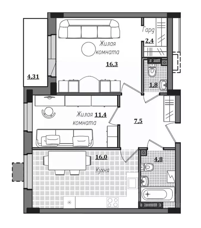 2-к кв. Смоленская область, Смоленск ул. Александра Степанова, 14 ... - Фото 1