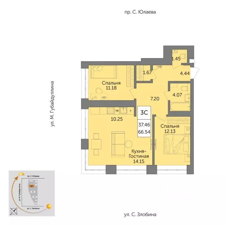 3-к кв. Башкортостан, Уфа Зеленая Роща жилрайон, Урбаника жилой ... - Фото 1