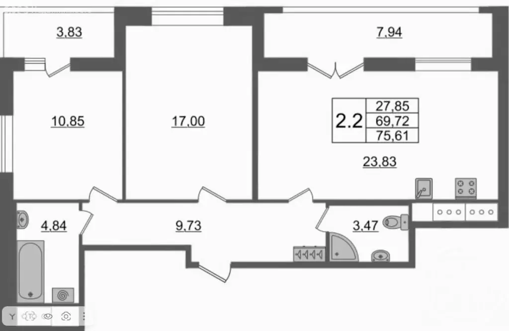 2-комнатная квартира: Санкт-Петербург, Дальневосточный проспект, 23 ... - Фото 1