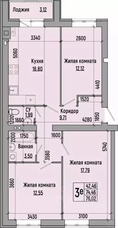 3-к кв. Волгоградская область, Волгоград Долина-2 жилрайон,  (76.02 м) - Фото 0