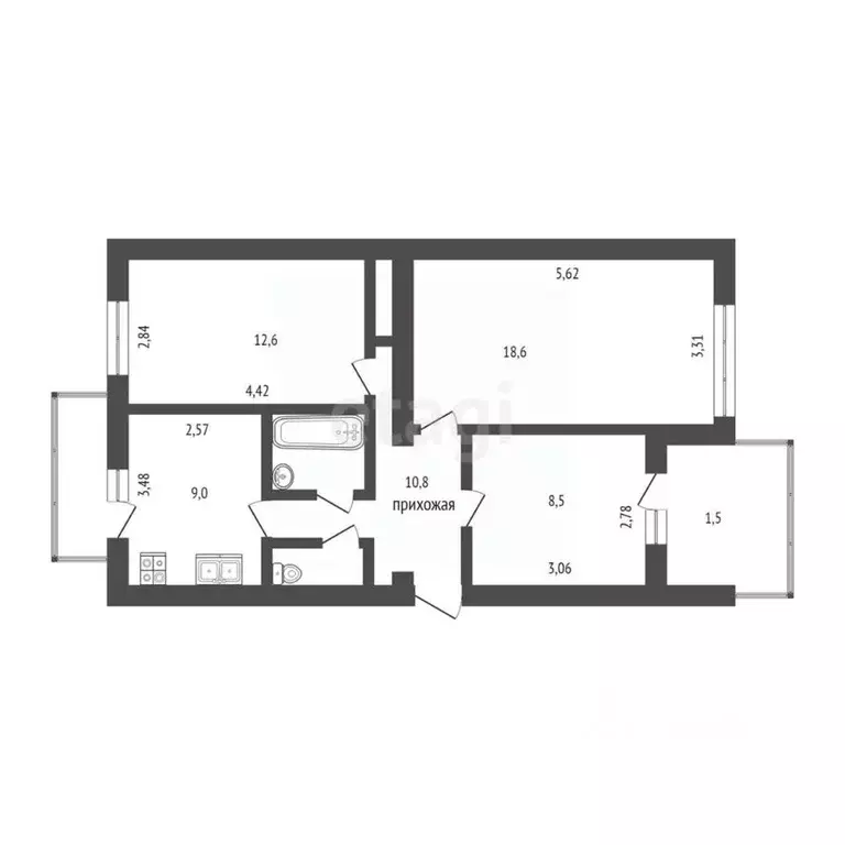 3-к кв. Крым, Саки ул. Курортная (65.4 м) - Фото 2