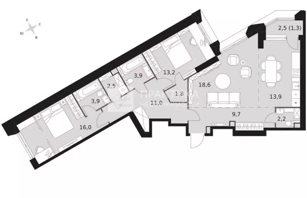 3-комнатная квартира: Москва, улица Академика Волгина, 2 (100 м) - Фото 1