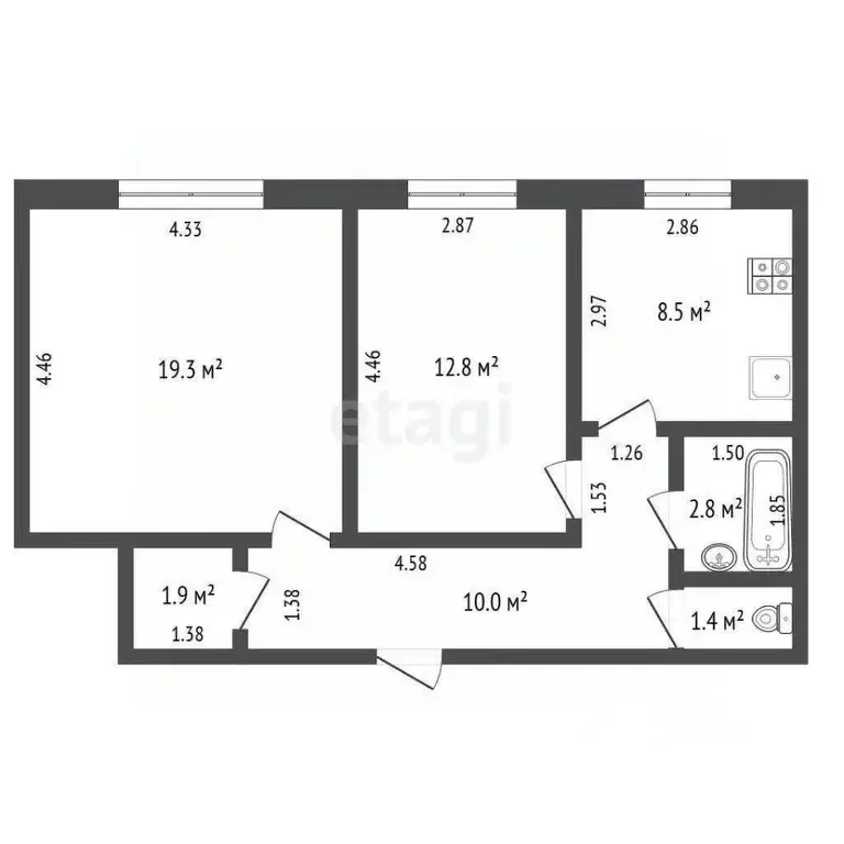 2-к кв. Саха (Якутия), Якутск Экспериментальная ул., 3 (56.7 м) - Фото 2