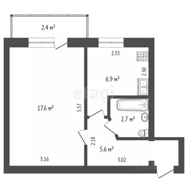 1-к кв. Крым, Евпатория ул. Демышева, 132 (30.4 м) - Фото 2
