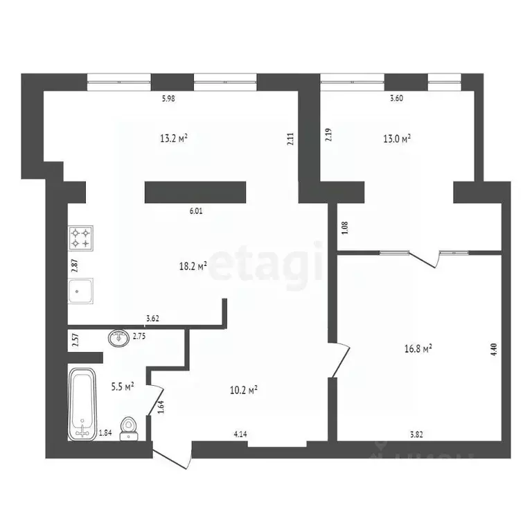 2-к кв. Крым, Евпатория ул. Демышева, 110Ак1 (76.9 м) - Фото 2