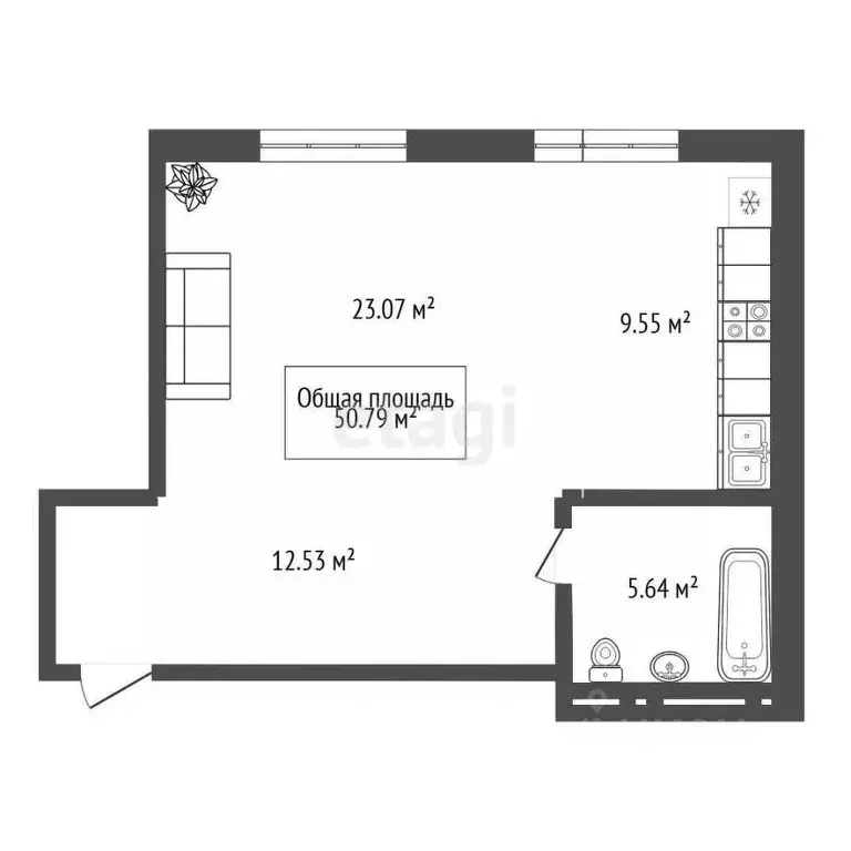 Студия Новосибирская область, Новосибирск ул. Дмитрия Донского, 25/1 ... - Фото 1