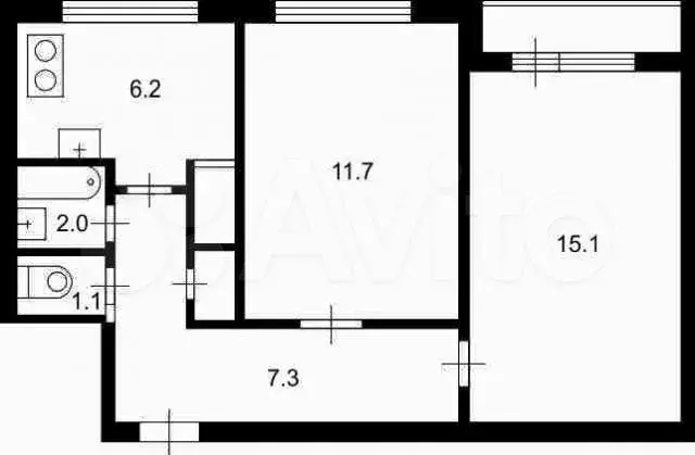 2-к. квартира, 44,1 м, 3/9 эт. - Фото 0