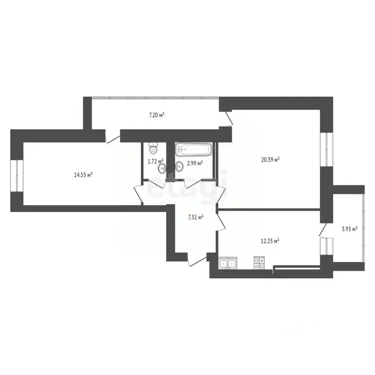 2-к кв. Марий Эл, Йошкар-Ола городской округ, с. Семеновка ул. ... - Фото 2