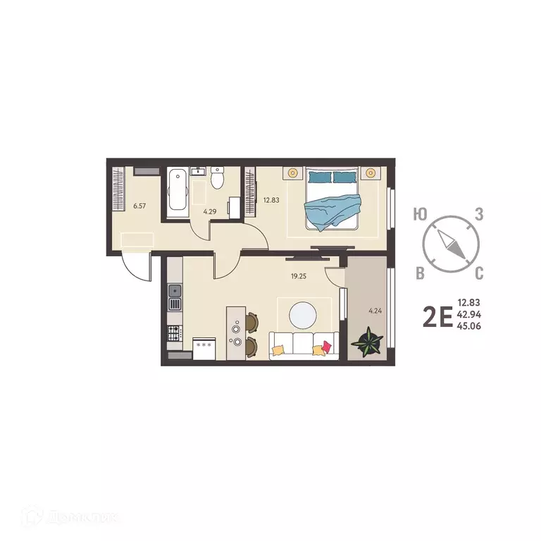 Продаётся 1-к квартира, 45.06 м - Фото 0