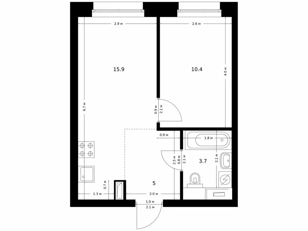 1-комнатная квартира: Москва, жилой комплекс Полар, 1.5 (35 м) - Фото 0