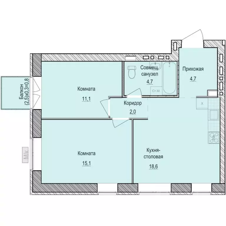 2-к кв. Удмуртия, Завьяловский район, с. Первомайский Санвилл жилой ... - Фото 0