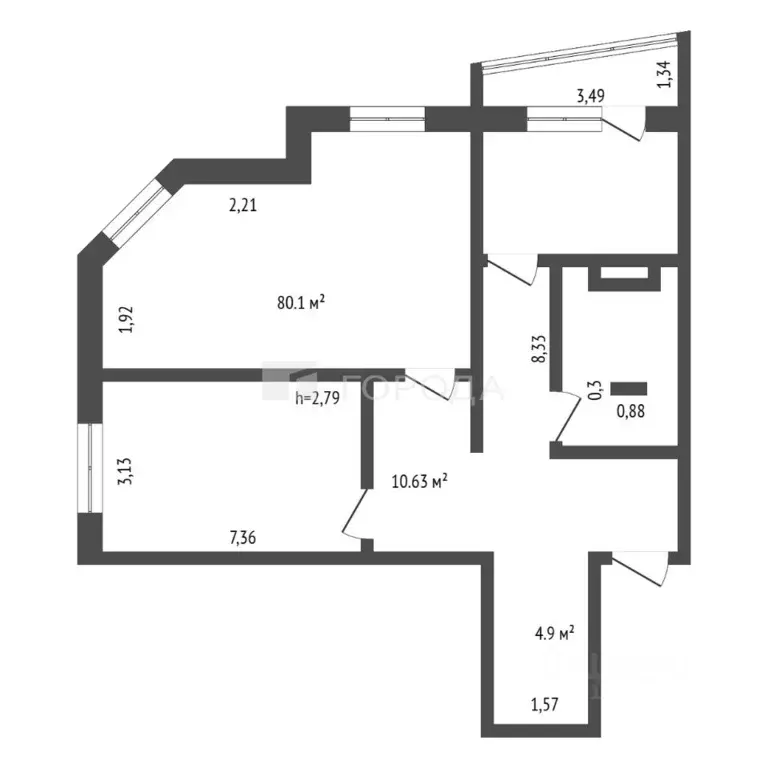 3-к кв. Кемеровская область, Новокузнецк Пионерский просп., 58 (85.0 ... - Фото 2
