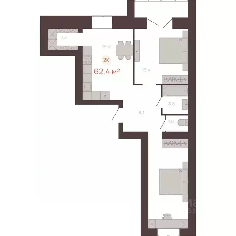 2-к кв. Алтайский край, Новоалтайск ул. Южсиба, 52А (62.4 м) - Фото 0